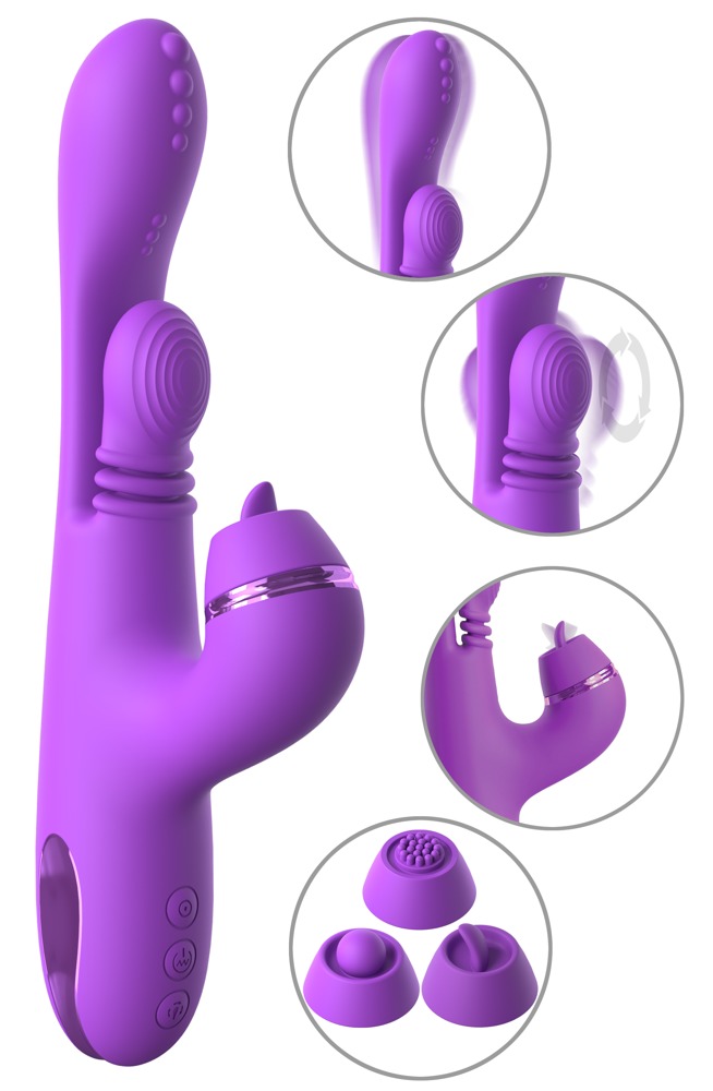 Rabbitvibrator "IntiMotion Pulse Pro" inklusive 3 klitoris-påsætninger