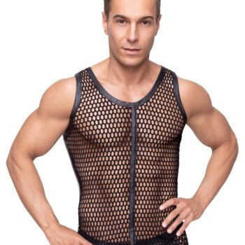 Shirt med net og ryg i matlook