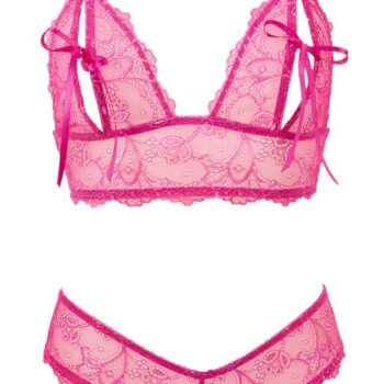 Bralette plus skridtfri g-streng i elastisk blonde