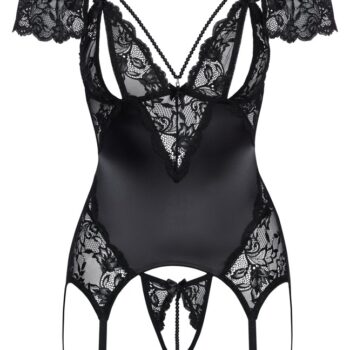 Bustier med strømpeholdere inkluderer en åben g-string
