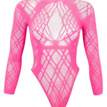 Ouvert bodysuit i blød mesh med vævet grafisk mønster