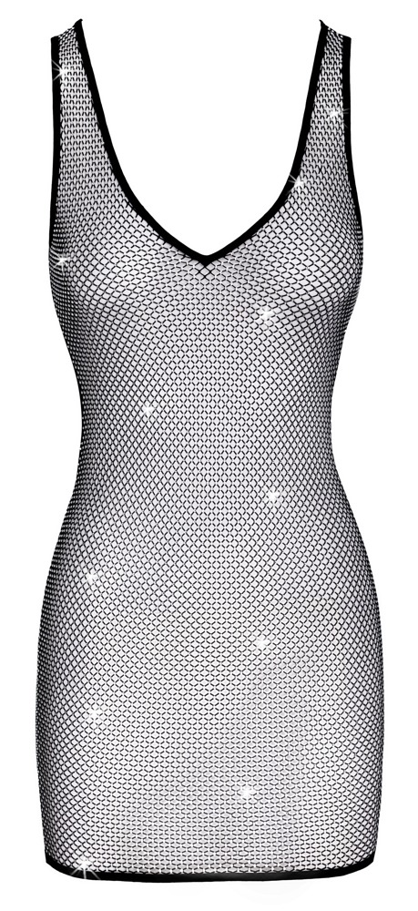 Net-minikjole med rhinestone-besætning over det hele