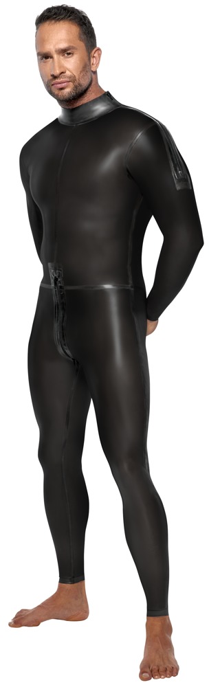 Latex-jumpsuit med lynlås