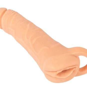 Penis sleeve "2in1 Extension + Masturbator" med testikelring