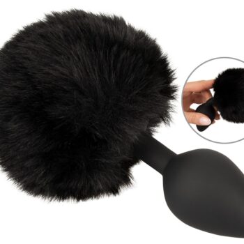 Anal plug âfluffy tail size Mâ med pompon af imiteret pels