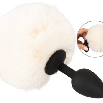 Analplug "fluffy tail size S" med kunstig pels-pompon