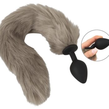 Analplug "fluffy tail" med lang kunstig pelshale