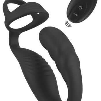 Prostata-vibrator med perineum-vibrator og penis/testikel-ring