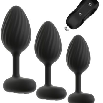 3-delt analplug-sæt med vibration