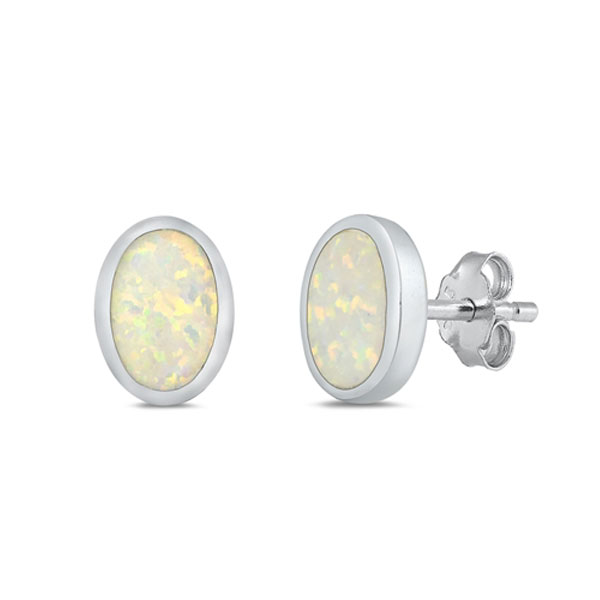 Ørestikker med Opal - 5.5 x 8 mm - pr par