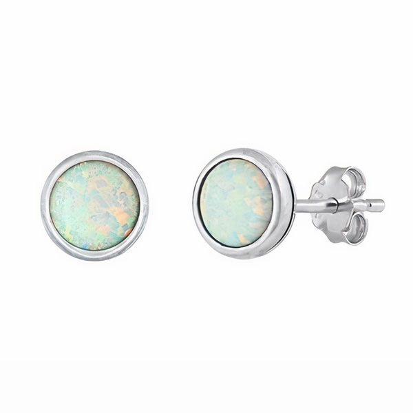 Ørestikker med Opal - 6 mm - pr par