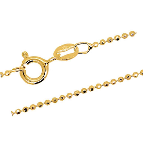 Kuglekæde - 45cm - tykkelse 1,2 mm - Forgyldt