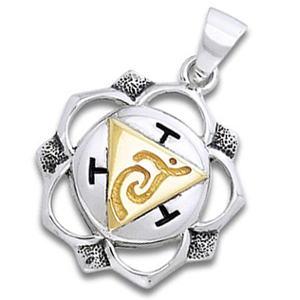 Chakra vedhæng 3 Chakra - Manipura - Solar plexuschakraet - 31mm - u/kæde