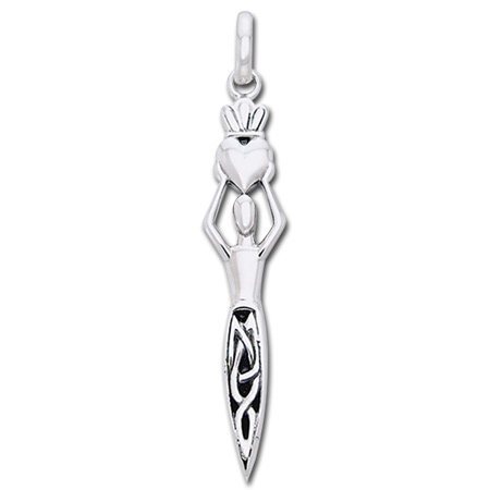 Vedhæng Gudinde med Claddagh - 47mm - u/kæde