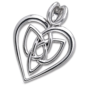 Vedhæng Hjerte med Triquetra - Treenighedssymbolet - 29mm - u/kæde