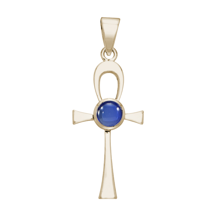 Ankh kors med Safir - u/kæde