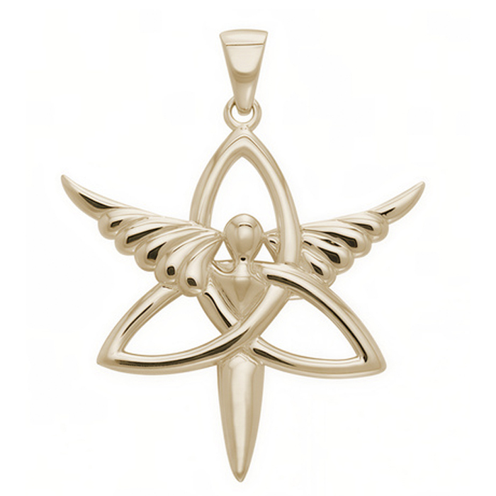 Vedhæng med Engel og Triquetra - Treenighedssymbolet - 47mm - u/kæde