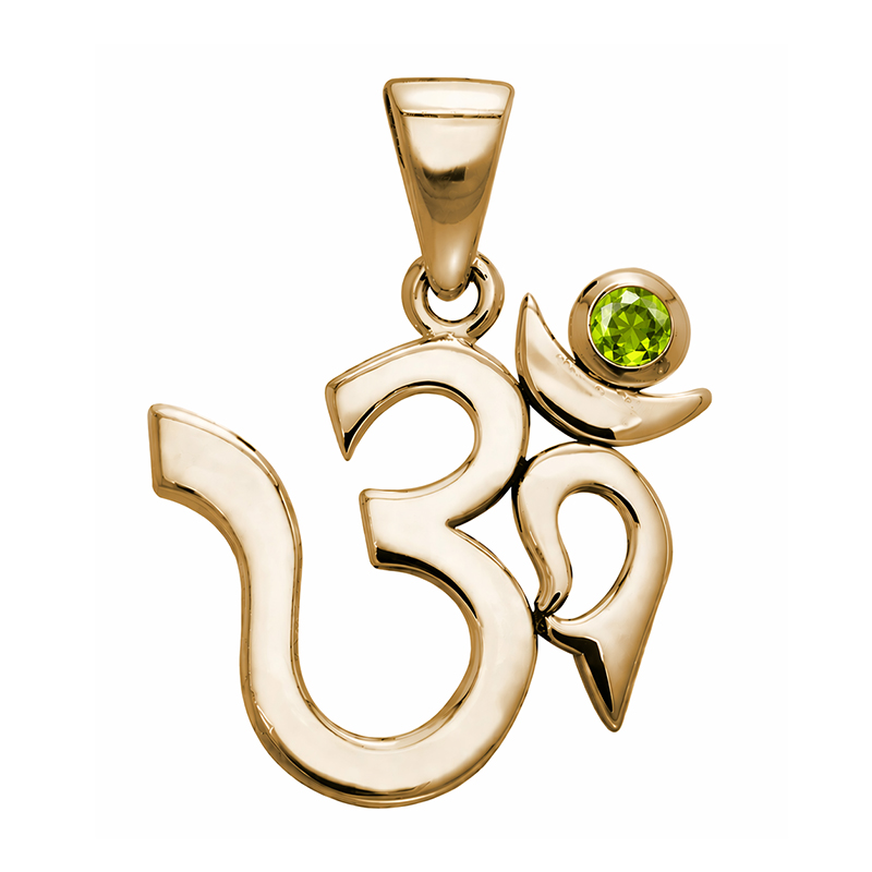 AUM vedhæng med Peridot - 26mm - u/kæde