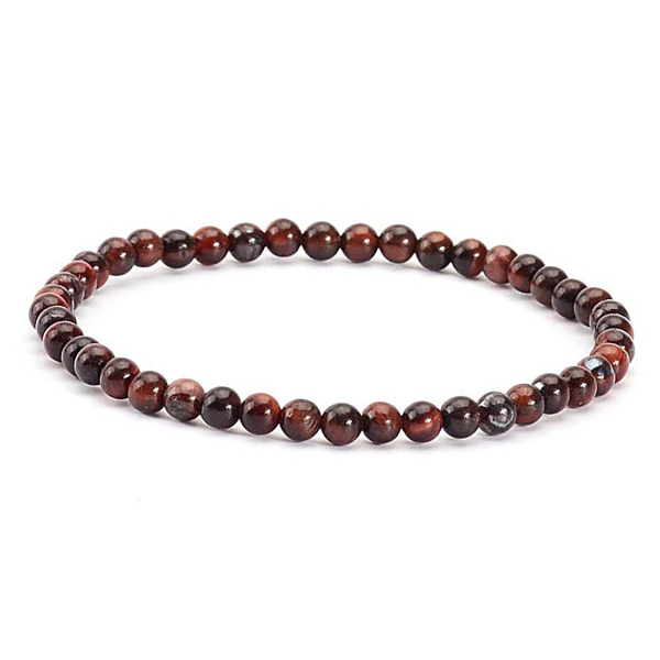 Armbånd Rød Tigerøje - 4mm