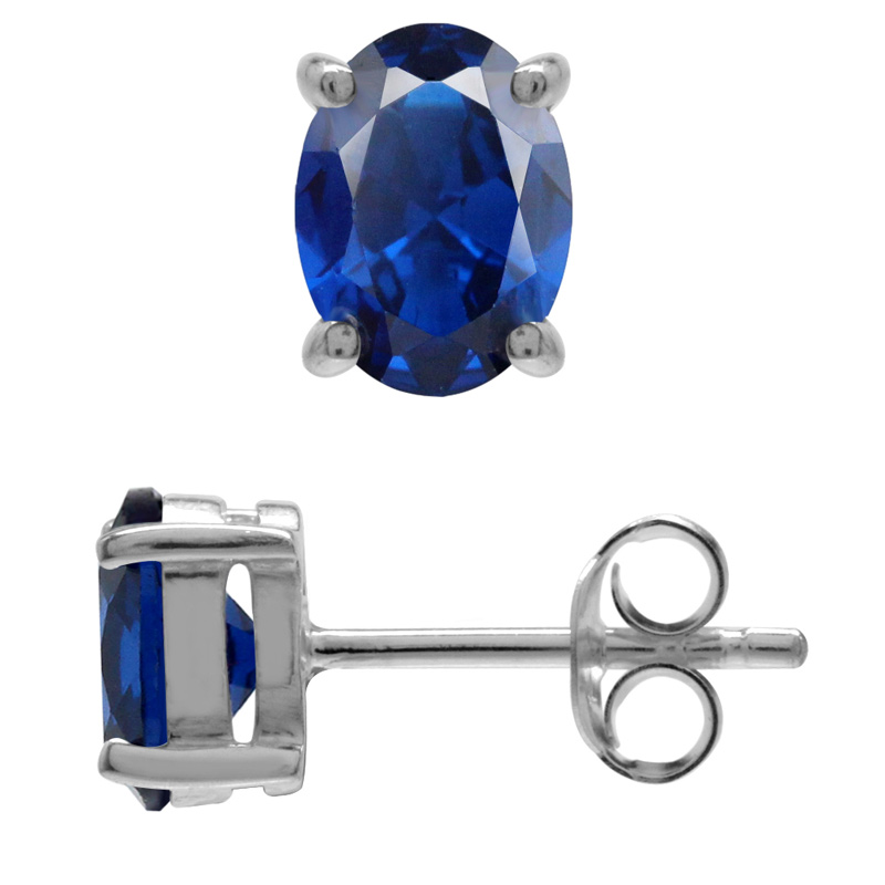 Ørestikker med Safir - 7X5mm - pr par